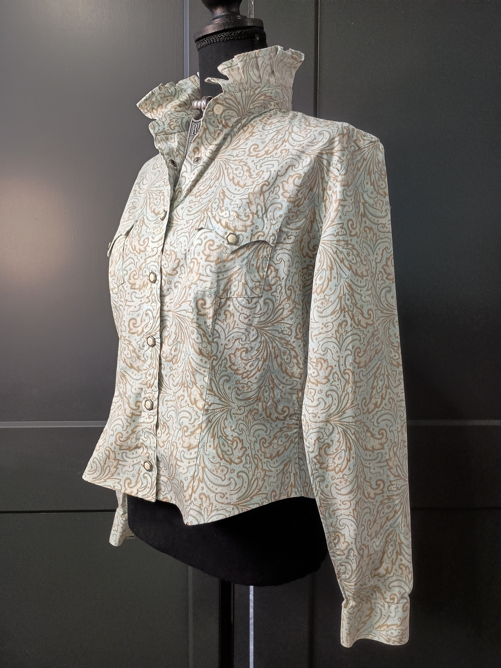 Upcycled Women's Western Ruffle Collar Shirt #R6